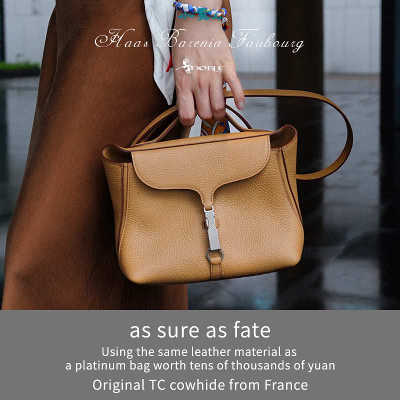 TC Genuine Leather Small Handbag – Versatile Handheld & Crossbody Style